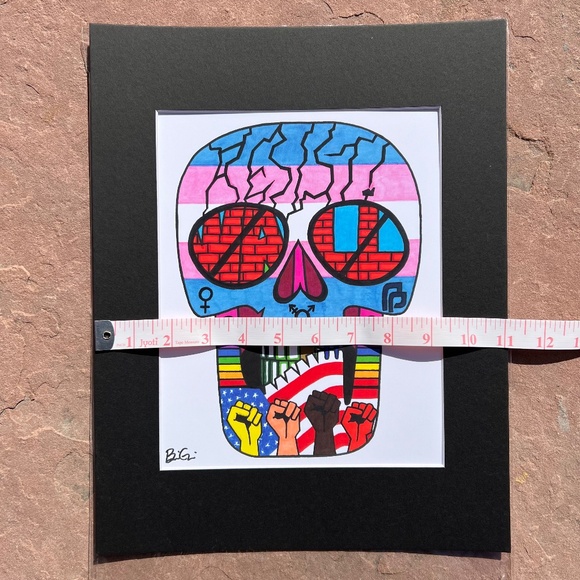 ART: Stand up for your rights! Skull Matted Art print by Gold Tooth; NWOT - Picture 3 of 4